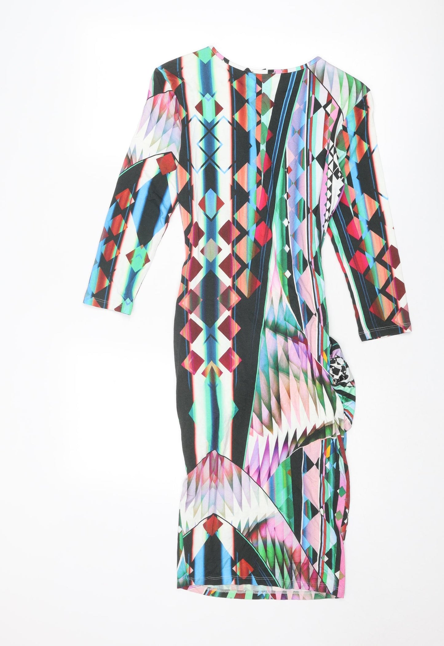 River Island Womens Multicoloured Geometric Polyester Bodycon Size 12 Round Neck Pullover