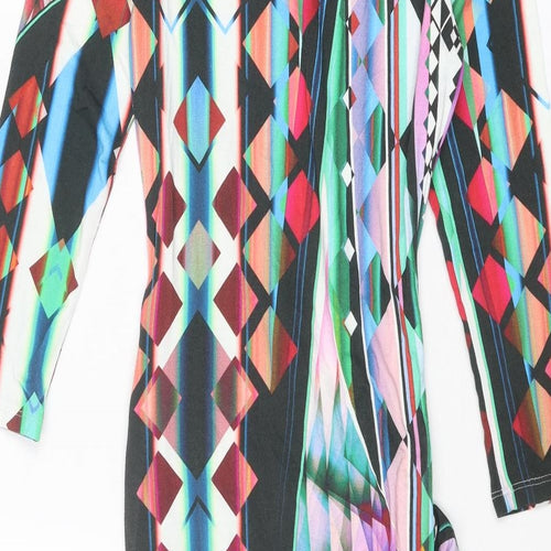 River Island Womens Multicoloured Geometric Polyester Bodycon Size 12 Round Neck Pullover