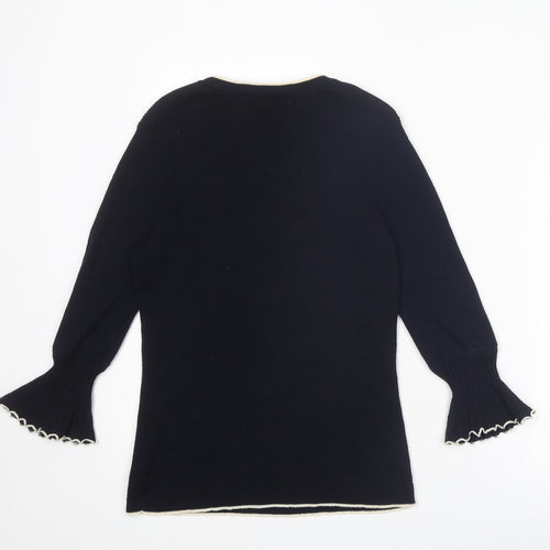 Hobbs Womens Blue Round Neck Wool Pullover Jumper Size L