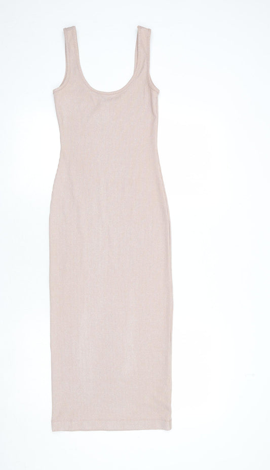 Topshop Womens Pink Polyester Tank Dress Size 8 Round Neck Pullover