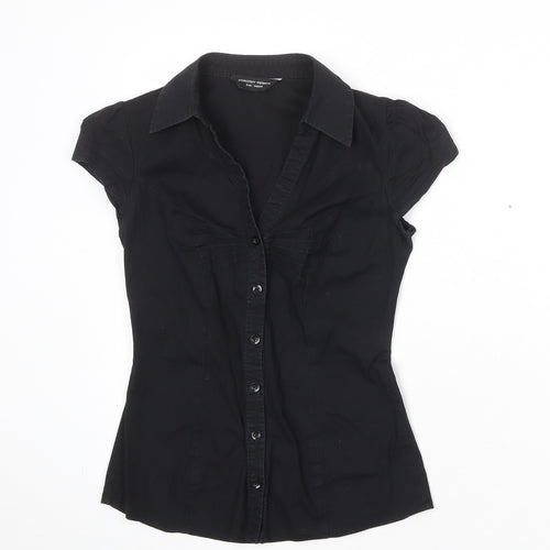 Dorothy Perkins Womens Black Cotton Basic Button-Up Size 6 Collared
