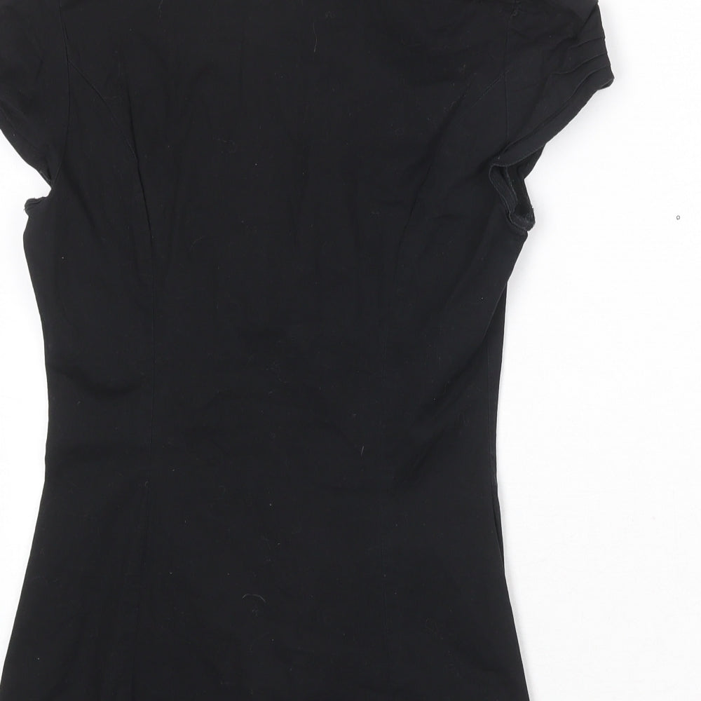 Dorothy Perkins Womens Black Cotton Basic Button-Up Size 6 Collared