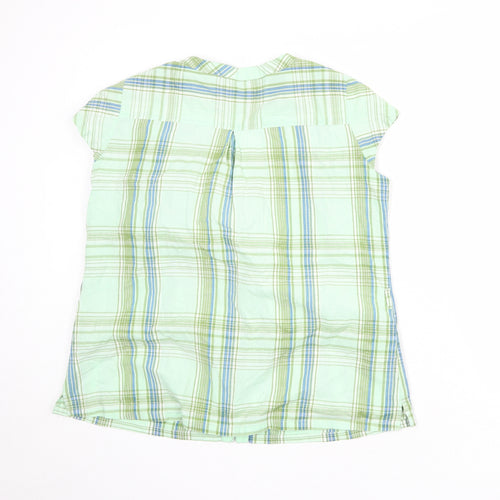 Editions Womens Green Plaid 100% Cotton Basic Button-Up Size 18 V-Neck