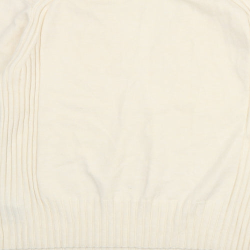 Autograph Womens Ivory V-Neck Polyamide Pullover Jumper Size 12