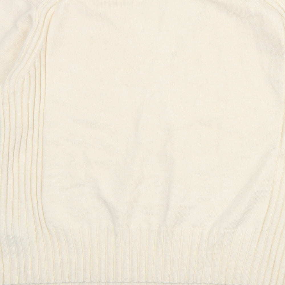 Autograph Womens Ivory V-Neck Polyamide Pullover Jumper Size 12