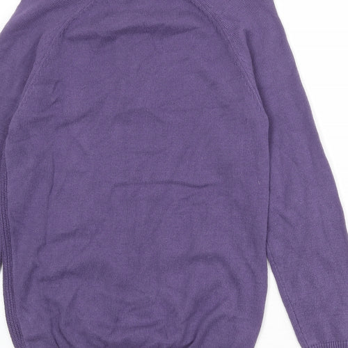 Cotton Traders Womens Purple High Neck 100% Cotton Pullover Jumper Size S