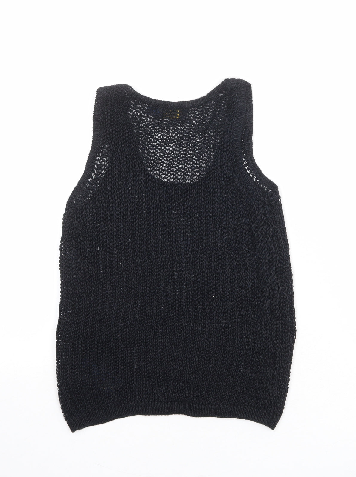 Polo Ralph Lauren Womens Black Scoop Neck Linen Vest Jumper Size XS