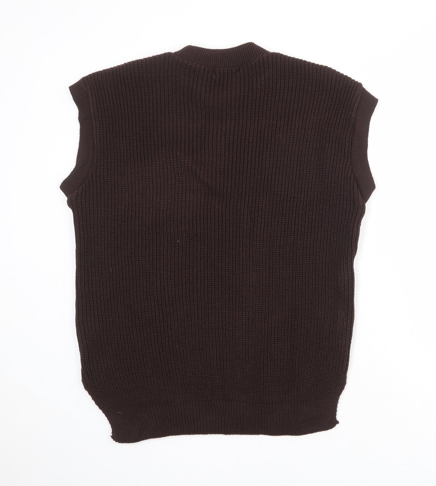 PRETTYLITTLETHING Womens Brown Round Neck Acrylic Vest Jumper Size M
