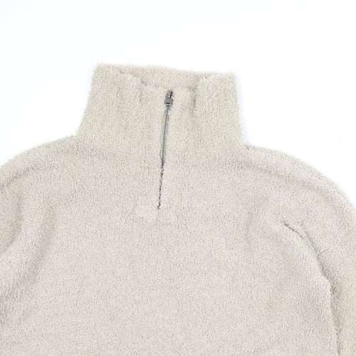 Hollister Womens Beige Polyester Pullover Sweatshirt Size S Zip