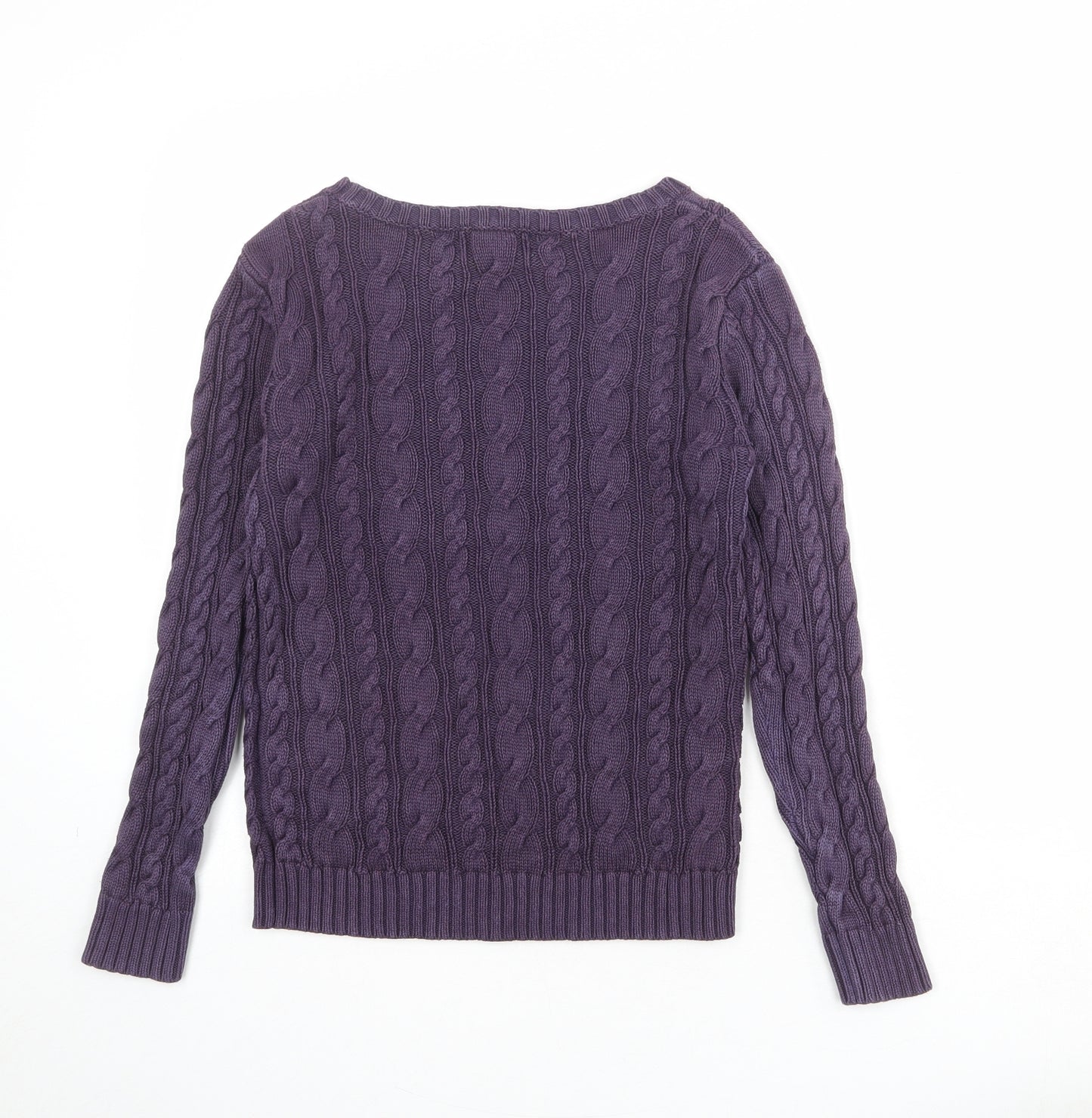 Lands' End Womens Purple Boat Neck 100% Cotton Pullover Jumper Size XS