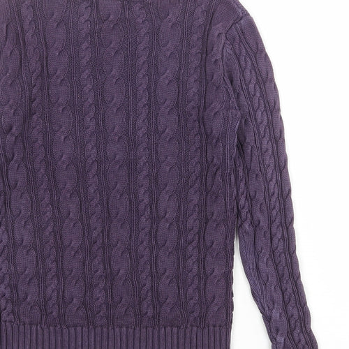 Lands' End Womens Purple Boat Neck 100% Cotton Pullover Jumper Size XS