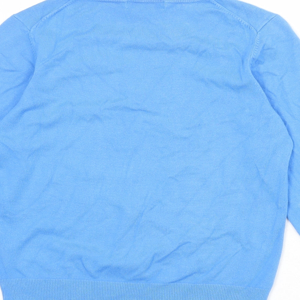 Marks and Spencer Womens Blue V-Neck Viscose Pullover Jumper Size 14