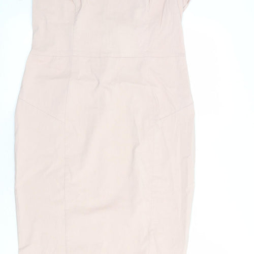 ASOS Womens Pink Viscose A-Line Size 18 Square Neck Zip