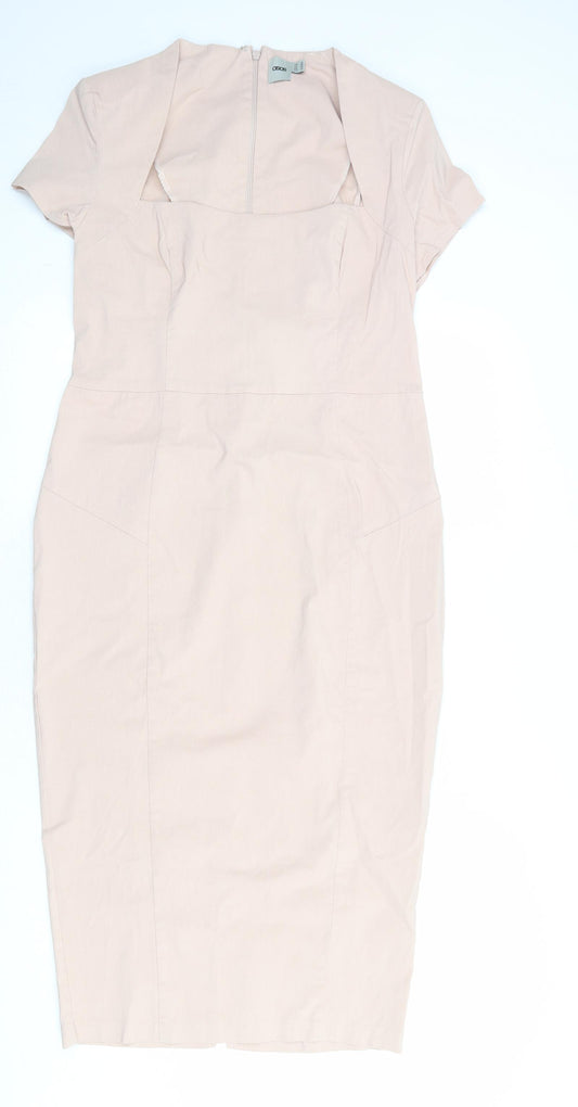 ASOS Womens Pink Viscose A-Line Size 18 Square Neck Zip