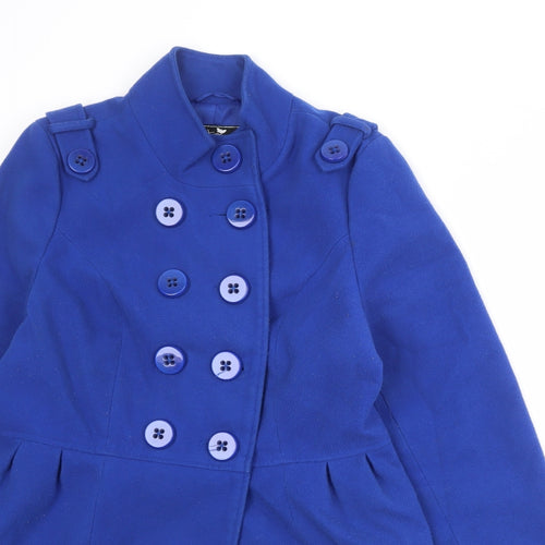 NEXT Womens Blue Overcoat Coat Size 14 Button