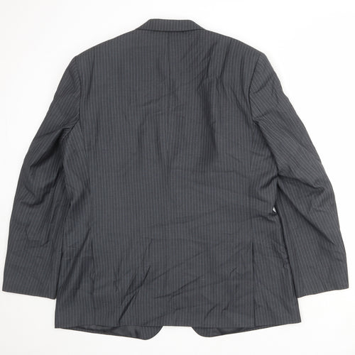 Karl Jackson Mens Grey Striped Polyester Jacket Suit Jacket Size 44 Regular