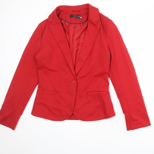 New Look Womens Red Polyester Jacket Blazer Size 12