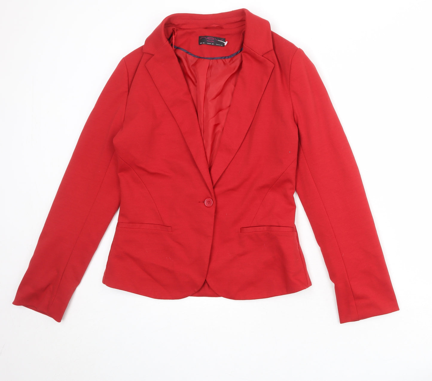 New Look Womens Red Polyester Jacket Blazer Size 12