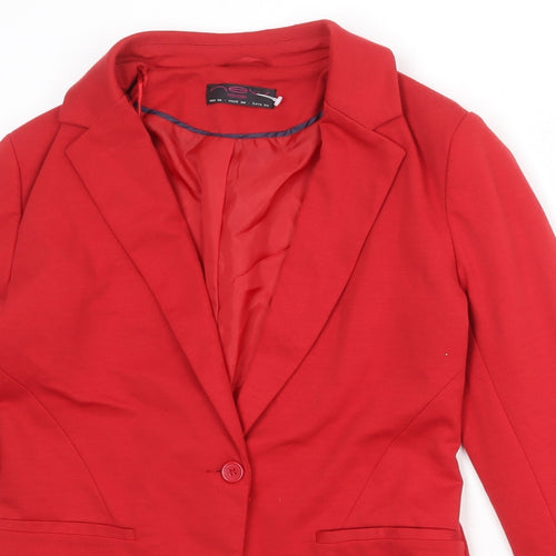 New Look Womens Red Polyester Jacket Blazer Size 12