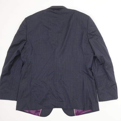 Howick Tailored Mens Blue Striped Wool Jacket Suit Jacket Size 44 Regular