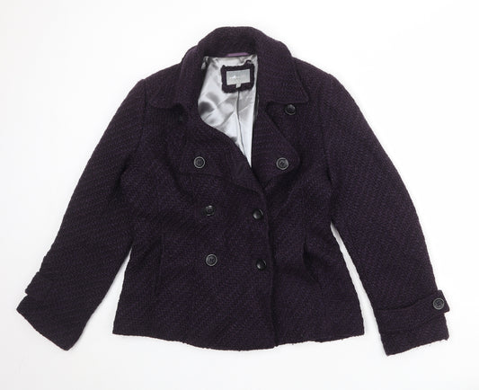 Per Una Womens Purple Geometric Jacket Size 12 Button