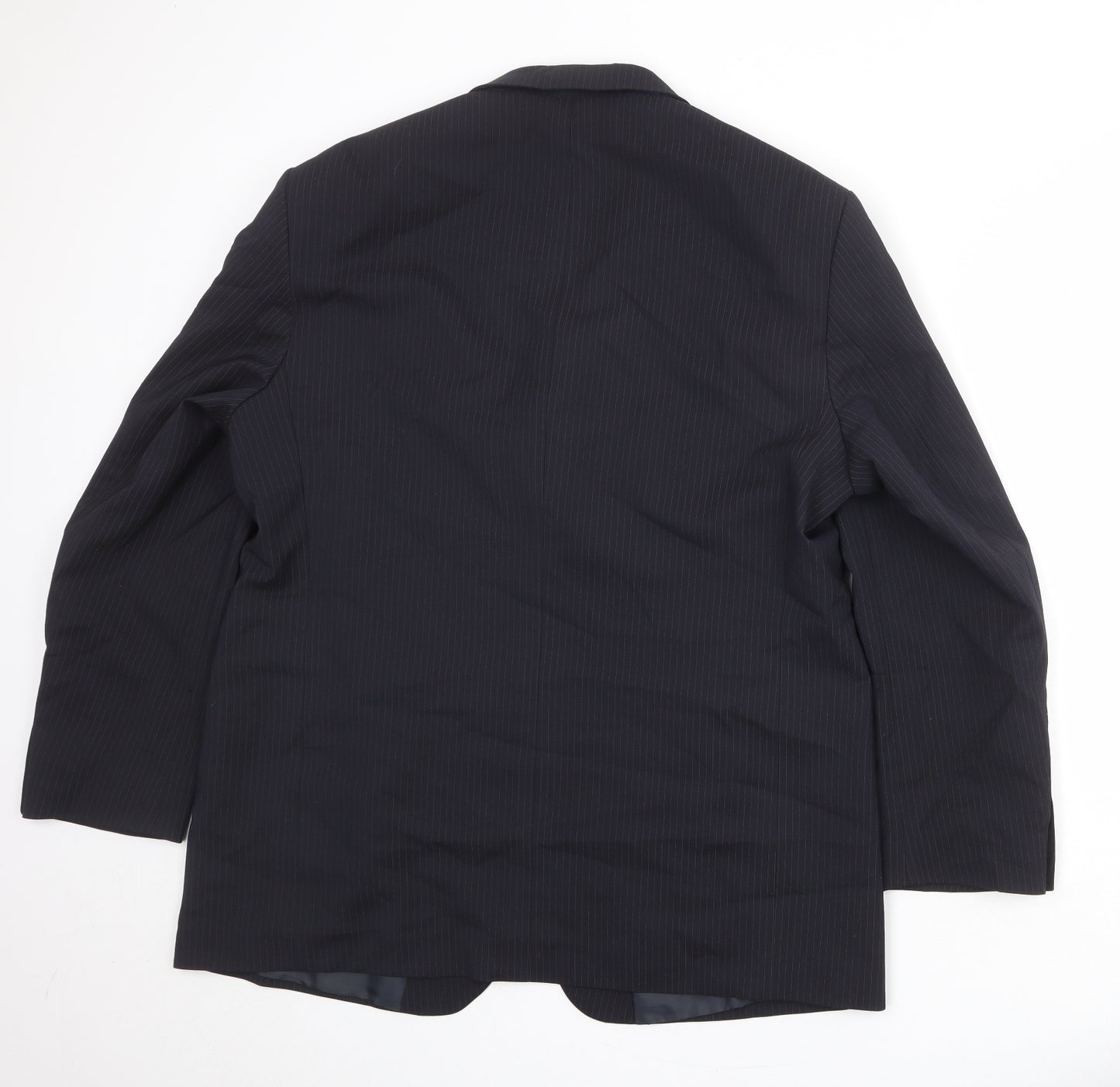 Marks and Spencer Mens Blue Striped Polyester Jacket Suit Jacket Size 46 Regular