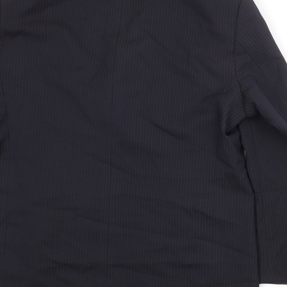 Marks and Spencer Mens Blue Striped Polyester Jacket Suit Jacket Size 46 Regular