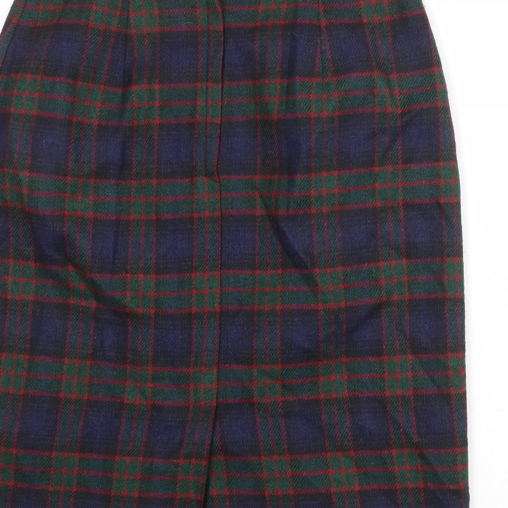 BHS Womens Multicoloured Plaid Acrylic Bandage Skirt Size 16 Zip