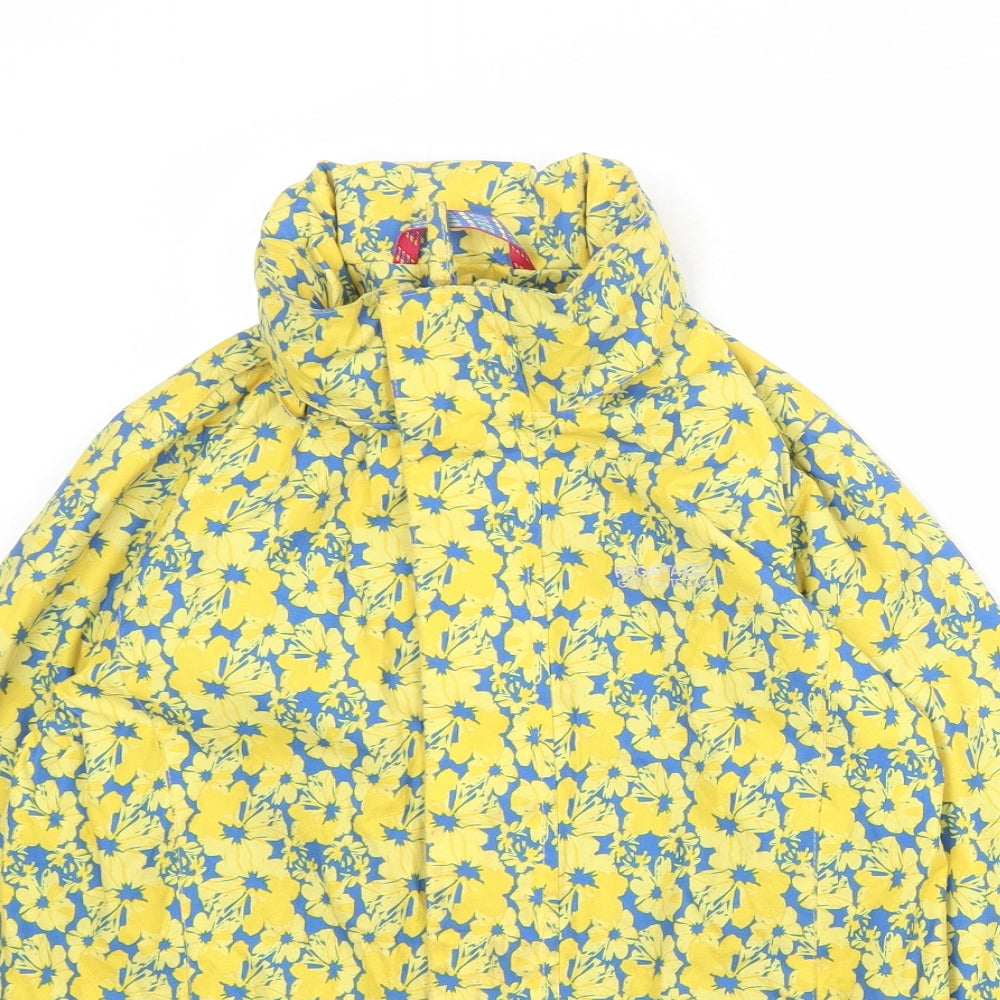 Regatta Girls Yellow Floral Jacket Size 9-10 Years Zip