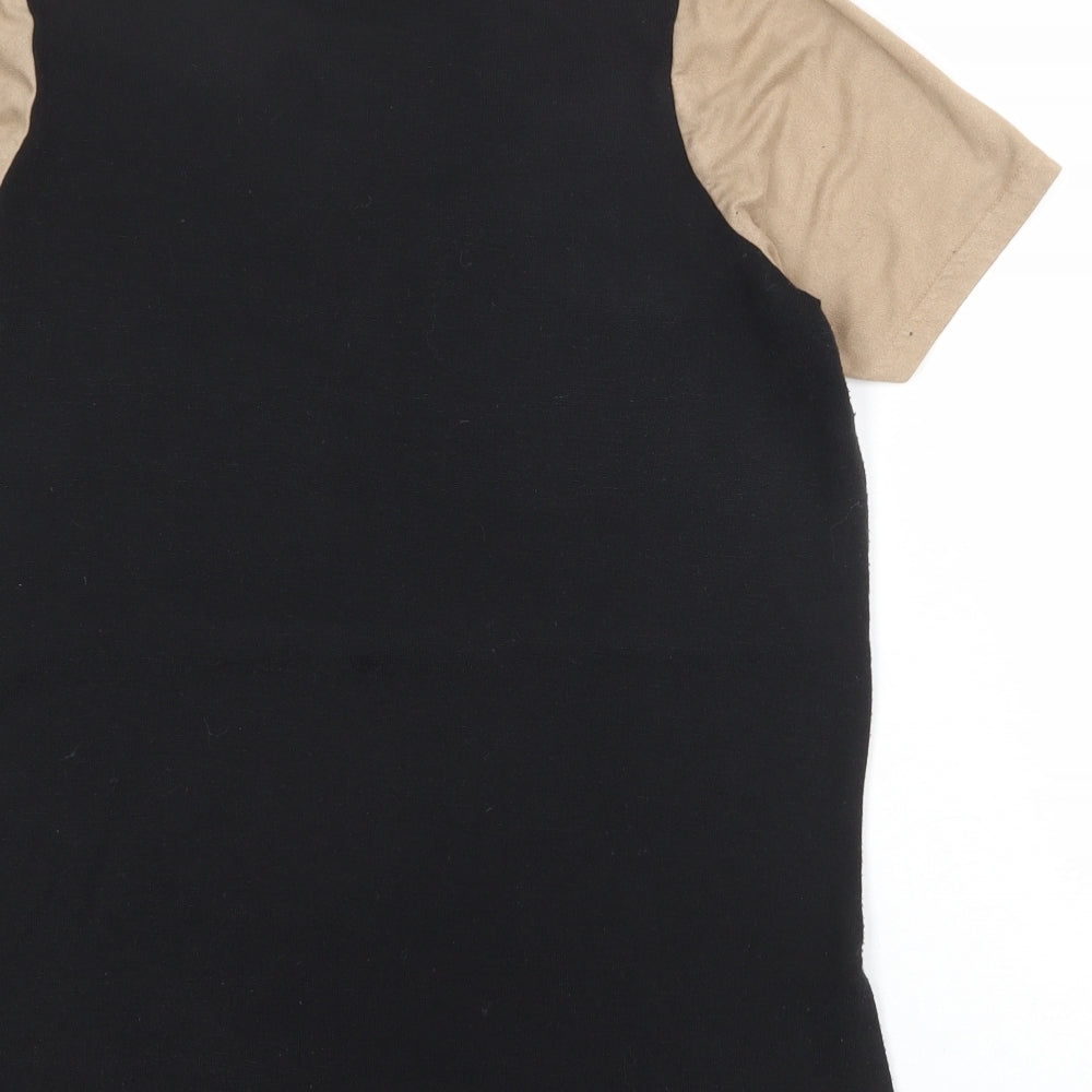 River Island Womens Black Polyester Basic Blouse Size 10 Round Neck