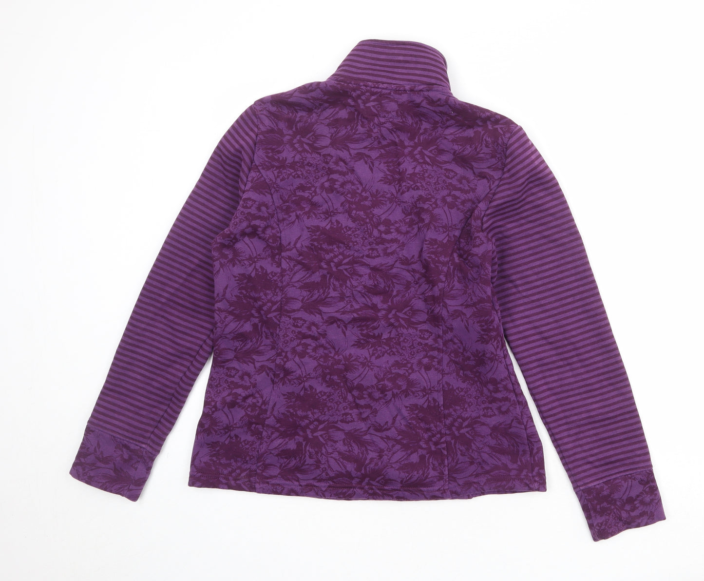 Per Una Womens Purple Geometric Cotton Pullover Sweatshirt Size M Button