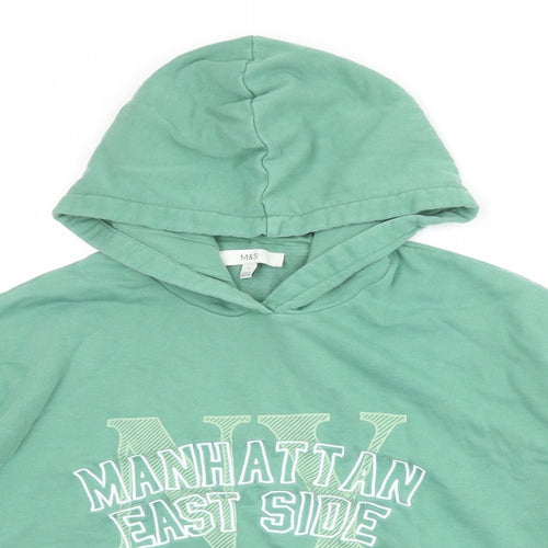 Marks and Spencer Womens Green Cotton Pullover Hoodie Size L Pullover - Manhattan East Side