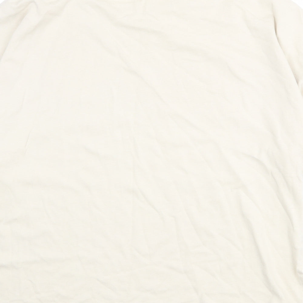 Zara Womens Beige 100% Cotton Basic T-Shirt Size L Round Neck
