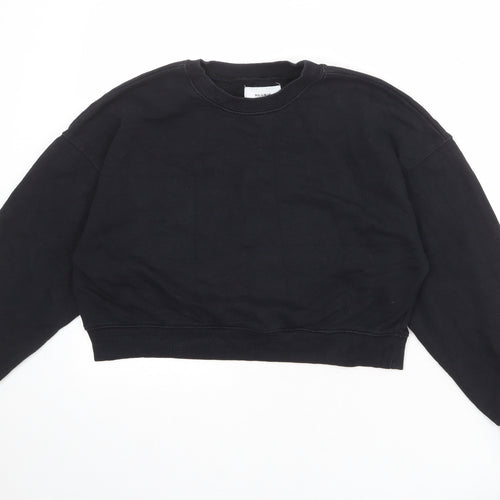 Pull&Bear Womens Black Cotton Pullover Sweatshirt Size M Pullover