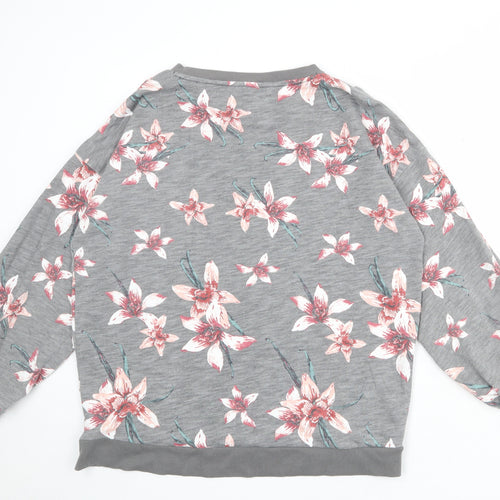 NEXT Womens Grey Floral Cotton Pullover Sweatshirt Size 16 Pullover