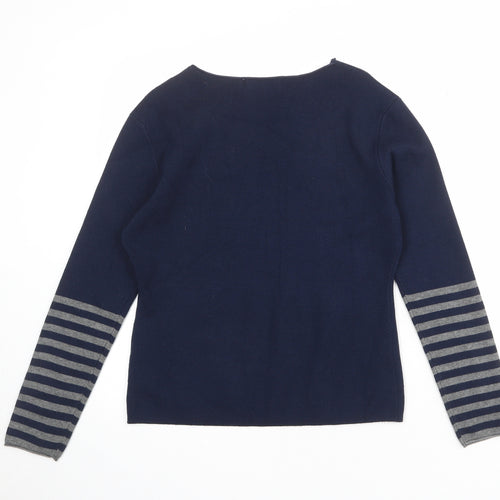 MissLook Womens Blue Round Neck Wool Blend Pullover Jumper Size S