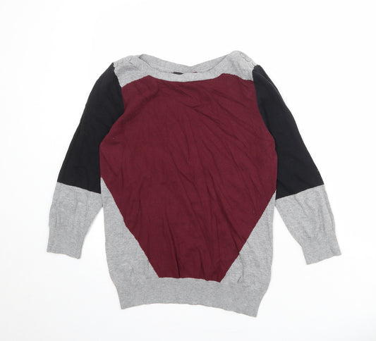 NEXT Womens Multicoloured Round Neck Geometric Cotton Pullover Jumper Size 12