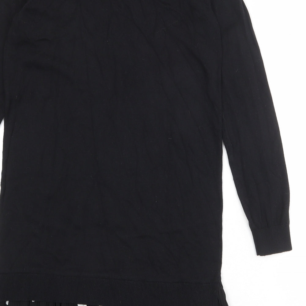 NEXT Womens Black Polka Dot Cotton Jumper Dress Size 10 Round Neck Button