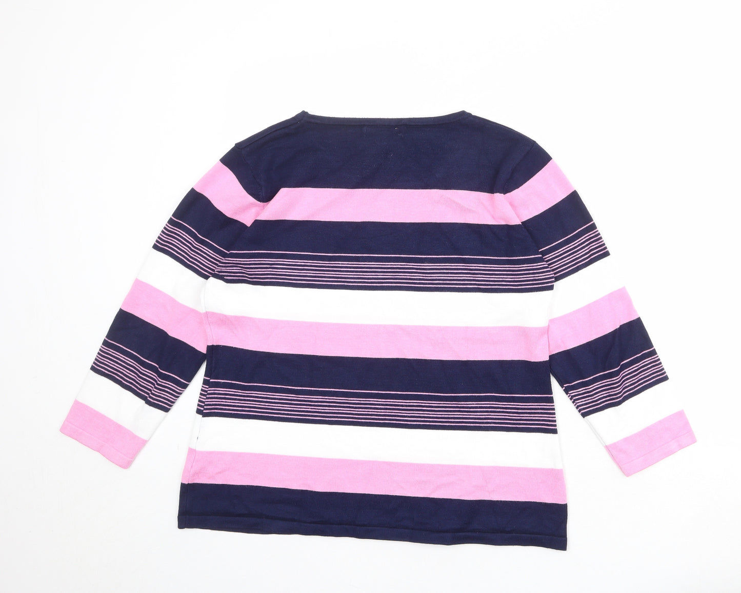 Chanti Womens Multicoloured Round Neck Striped Viscose Pullover Jumper Size L