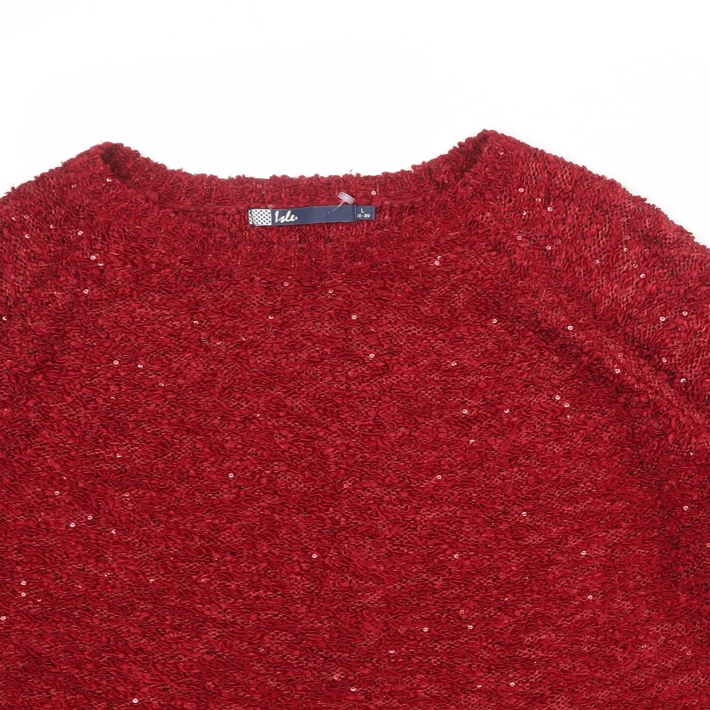 EWM Womens Red Round Neck Polyester Pullover Jumper Size 18 - Size 18-20