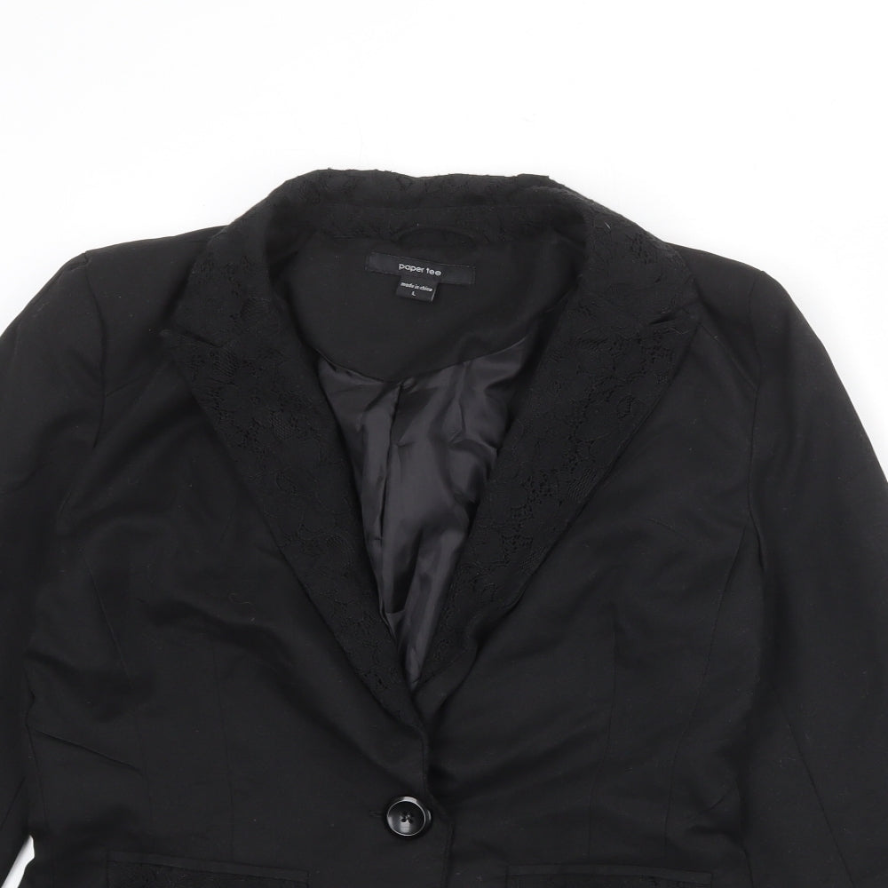 Paper Tree Womens Black Polyester Jacket Suit Jacket Size L