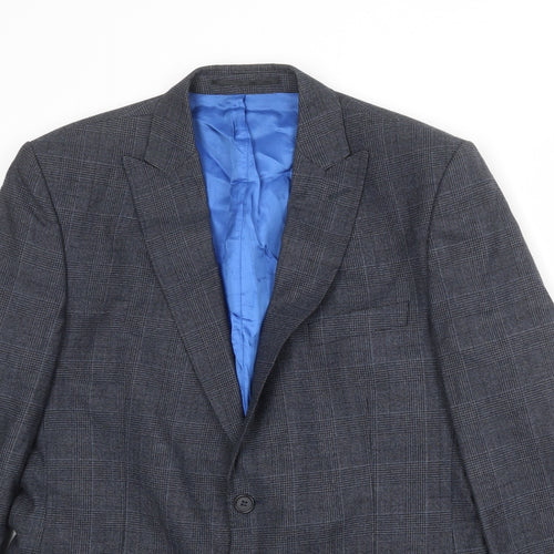 Santinelli Mens Grey Plaid Wool Jacket Suit Jacket Size 42 Regular