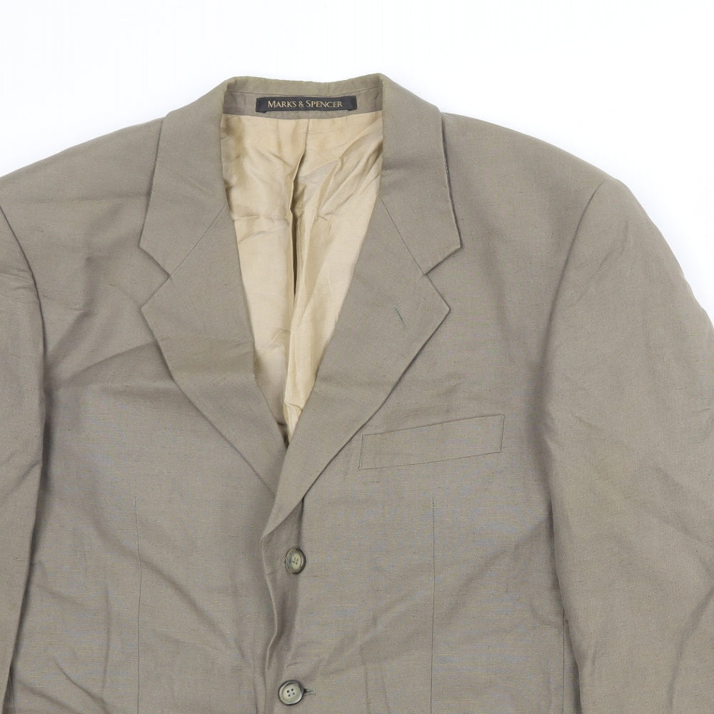 St Michael Mens Brown Linen Jacket Suit Jacket Size 38 Regular