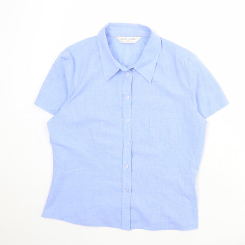 Dorothy Perkins Womens Blue Cotton Basic Button-Up Size 18 Collared