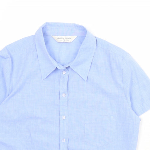 Dorothy Perkins Womens Blue Cotton Basic Button-Up Size 18 Collared