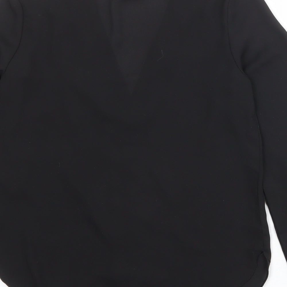 ASOS Womens Black Polyester Basic Button-Up Size 6 V-Neck