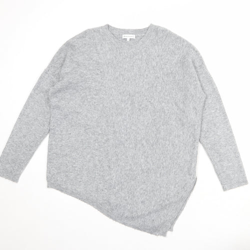 Warehouse Womens Grey Round Neck Acrylic Pullover Jumper Size M