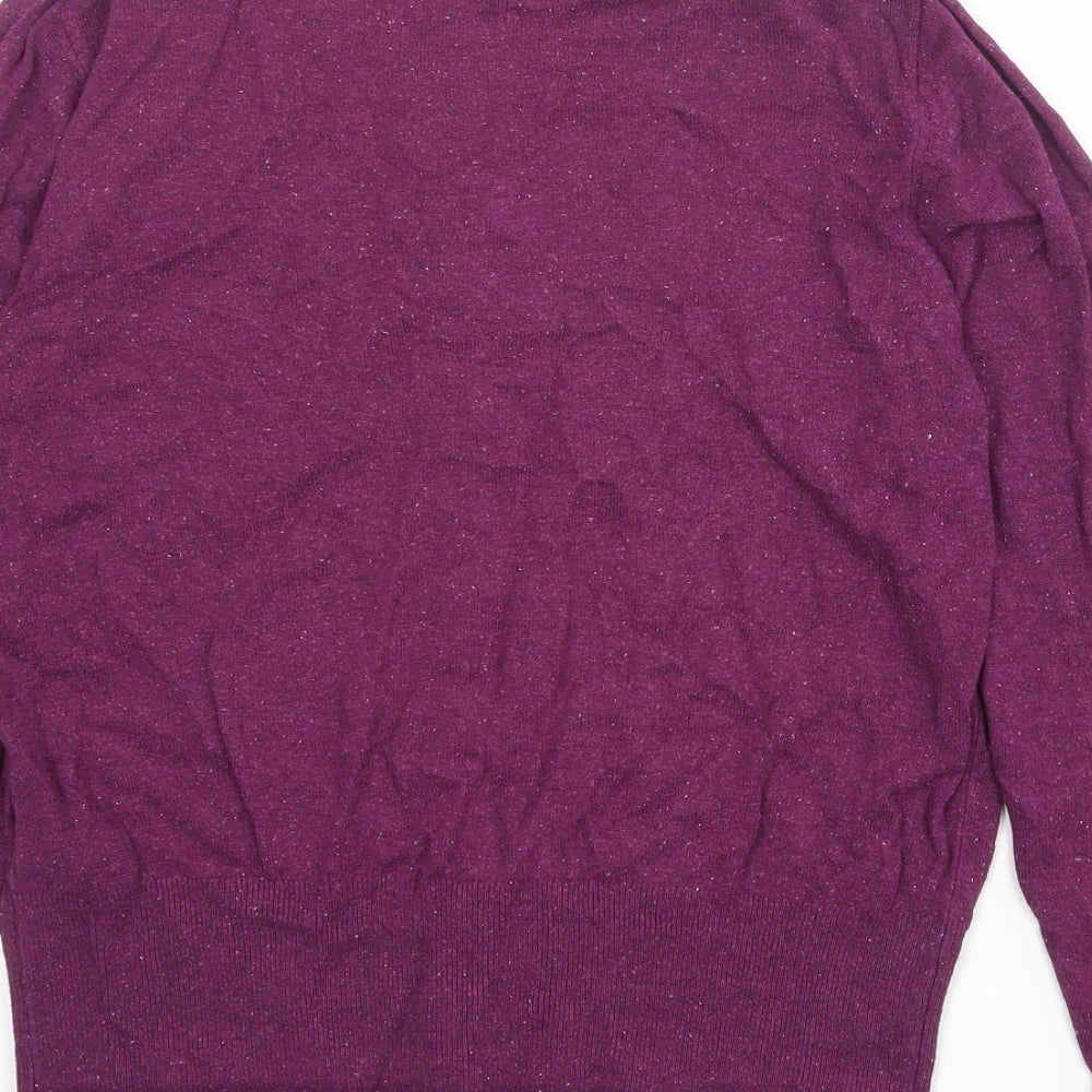 NEXT Womens Purple Round Neck Geometric Cotton Cardigan Jumper Size 14