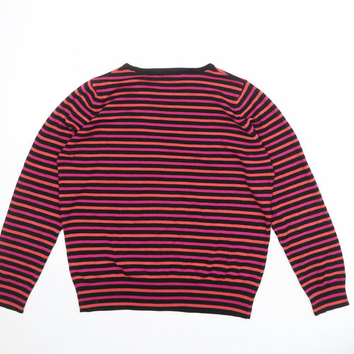 Marks and Spencer Womens Multicoloured Round Neck Striped Acrylic Pullover Jumper Size 14