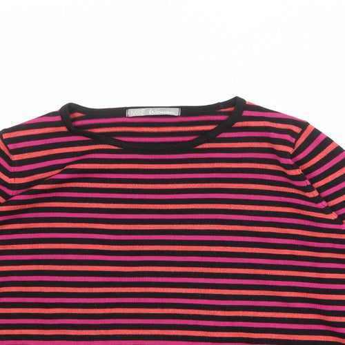 Marks and Spencer Womens Multicoloured Round Neck Striped Acrylic Pullover Jumper Size 14